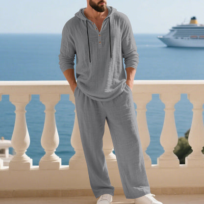 Indirae™ Conjunto masculino de 2 piezas: sudadera holgada con capucha y pantalones