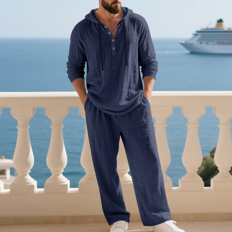 Indirae™ Conjunto masculino de 2 piezas: sudadera holgada con capucha y pantalones
