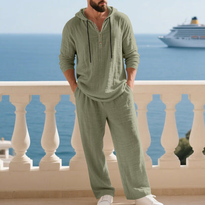 Indirae™ Conjunto masculino de 2 piezas: sudadera holgada con capucha y pantalones