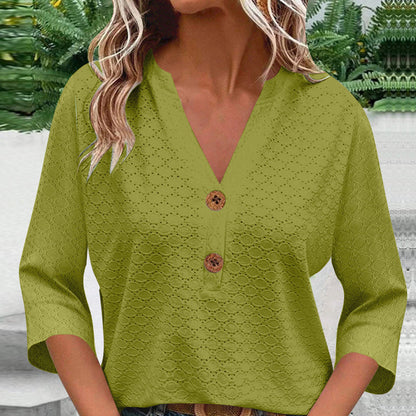 Javelle™ Blusa de cuello en V y botones para mujer