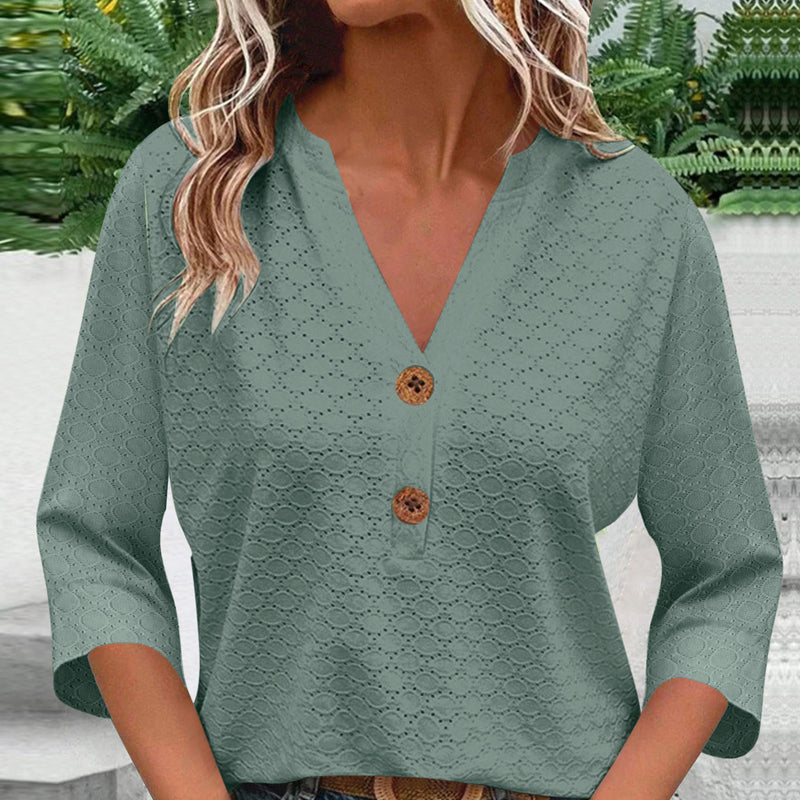 Javelle™ Blusa de cuello en V y botones para mujer