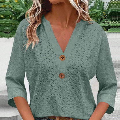Javelle™ Blusa de cuello en V y botones para mujer