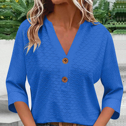 Javelle™ Blusa de cuello en V y botones para mujer
