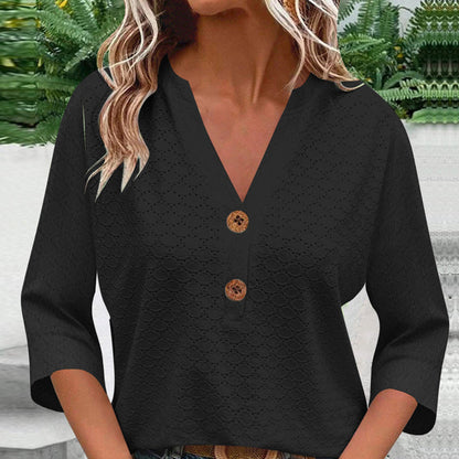Javelle™ Blusa de cuello en V y botones para mujer