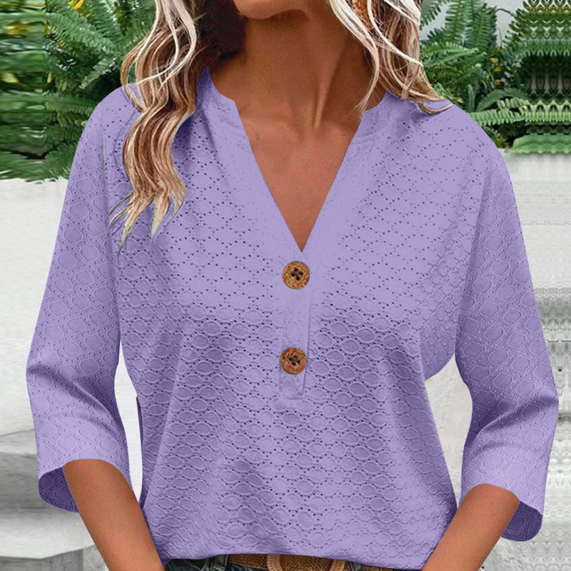 Javelle™ Blusa de cuello en V y botones para mujer