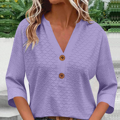 Javelle™ Blusa de cuello en V y botones para mujer