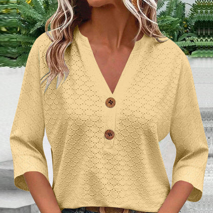 Javelle™ Blusa de cuello en V y botones para mujer