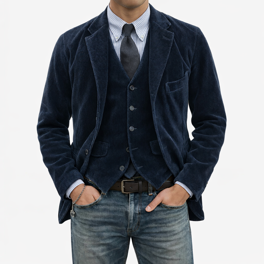 VALTRO™ Set de Blazer y Chaleco de Terciopelo para Hombre