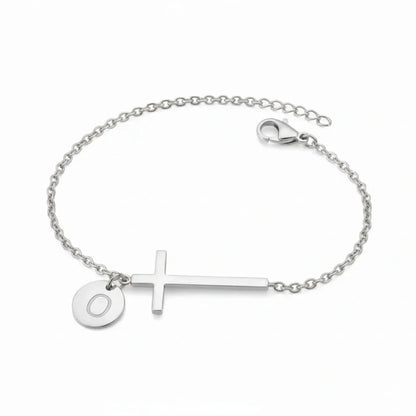 Elodryn™ Pulsera Inicial Sagrada – Cruz Personalizada