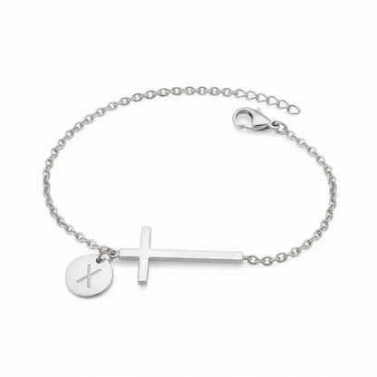 Elodryn™ Pulsera Inicial Sagrada – Cruz Personalizada