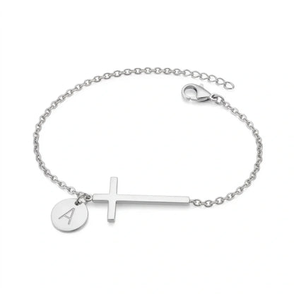 Elodryn™ Pulsera Inicial Sagrada – Cruz Personalizada