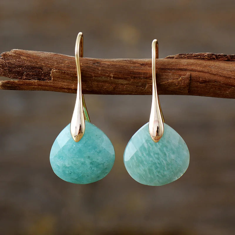 Gorella™ Pendientes de Gota de Amazonita y Oro