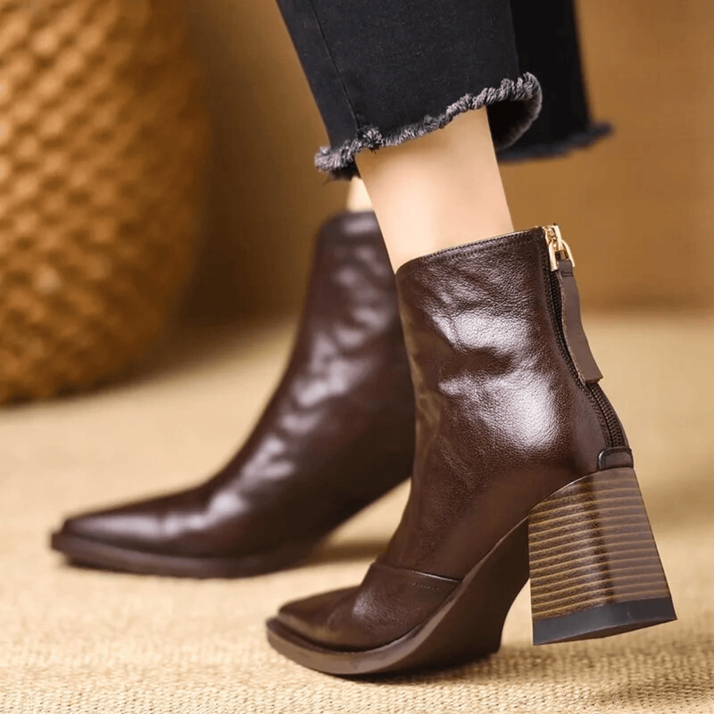 Cavelle™ Botines de lujo cómodos con tacón medio estilizado