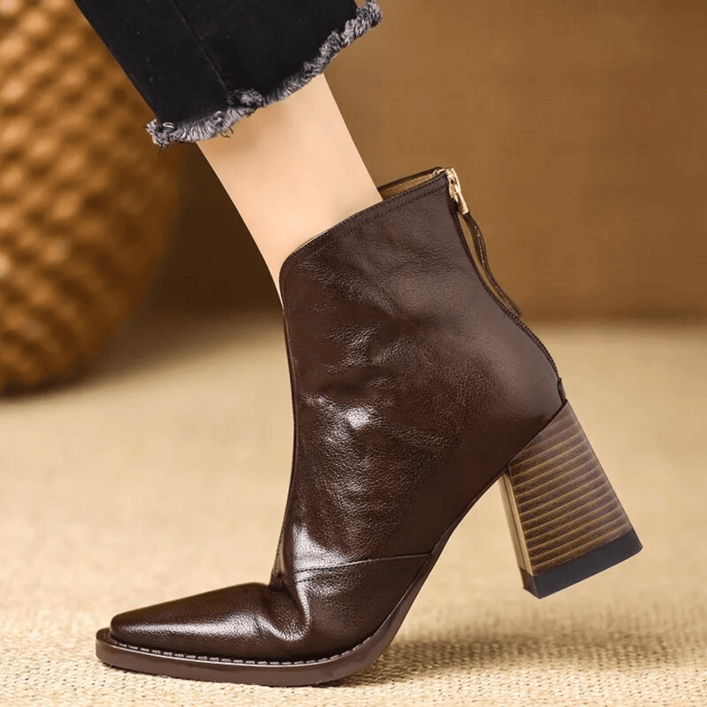 Cavelle™ Botines de lujo cómodos con tacón medio estilizado